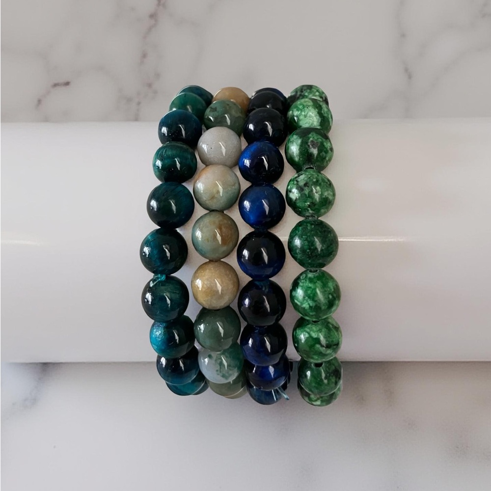 Set 4 Beaded Bracelets Stackable Stretch Earth To… - image 7
